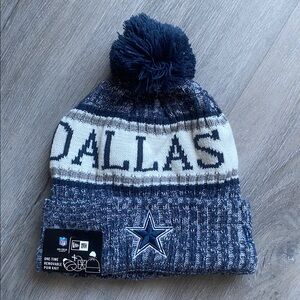NWT DALLAS COWBOYS BEANIE SPORTS KNIT POM BEANIE HAT FLEECE LINING OS UNISEX